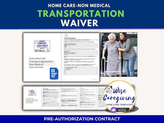 Transport Agreement Template: Non-Medical Home Care Business | Editable MS Word Form Document | Printable