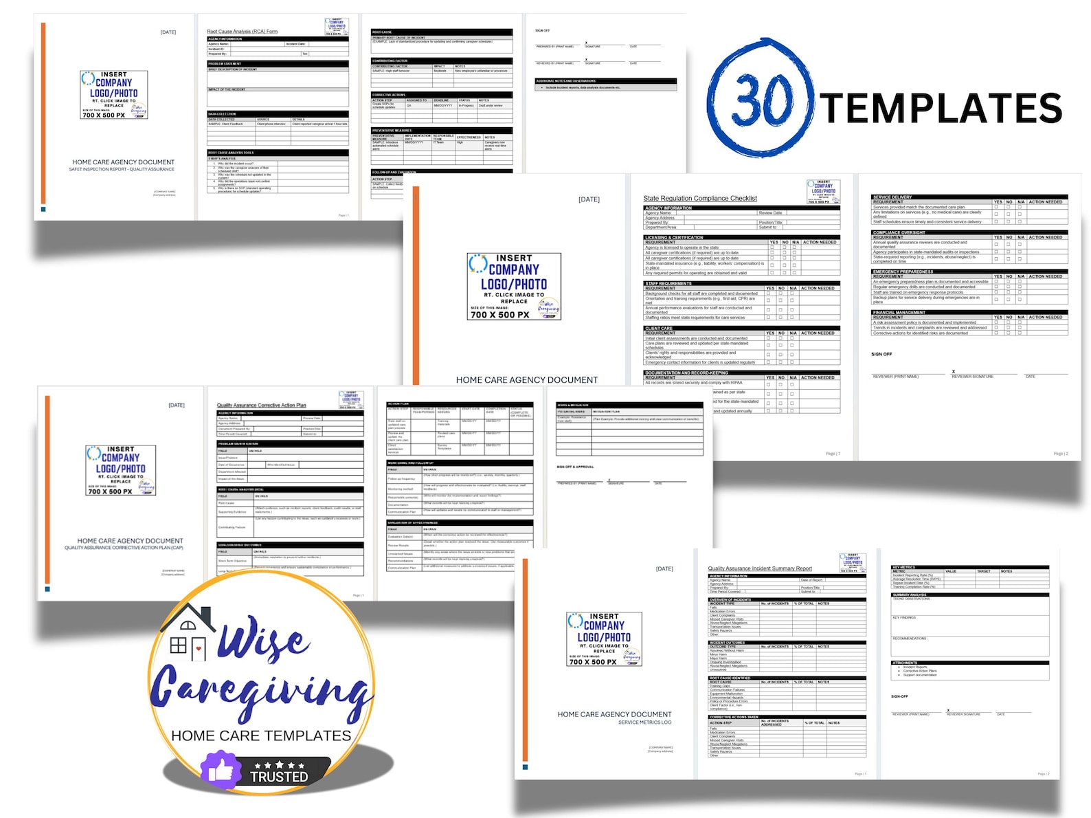 Home Care Quality Assurance (QAPI) Forms Bundle: 30+ Compliant ...