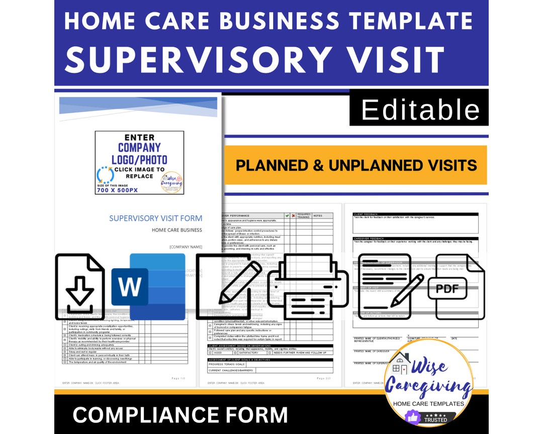 Home Care Supervisory Visit Form, Home Care Business Template