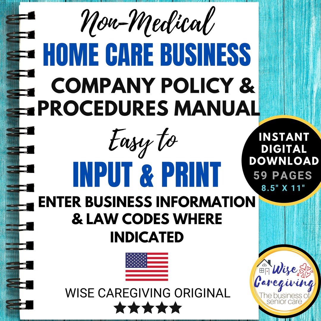Home Care Policy and Procedure Company Manual Template Etsy