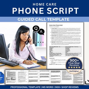 Home Care Client Call Script Template: Detailed Phone Intake Guide | MS Word | Editable | Printable
