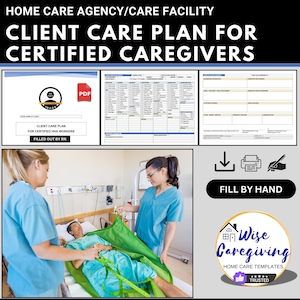 Home Care Plan Template, Non-Medical Caregiver Tasks, Agency Employee Form, Detailed Client ADL Support Requirements, MS Word Doc, Add LOGO