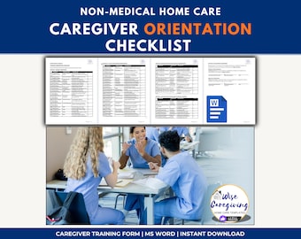 Home Care Employee Orientation Checklist Template: US Non-Medical Services | MS Word | Editable | Printable
