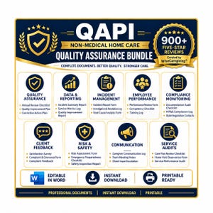Non-Medical Home Care QAPI Bundle: 30+ Quality Assurance Templates (MS Word)