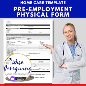 Caregiver Pre-Employment Physical Form Template: Editable MS Word Document