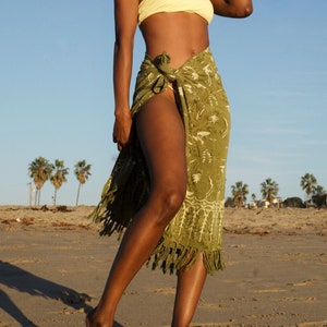 Batik Sarong Skirt for Beach - Olive Green - DUCK DIVE