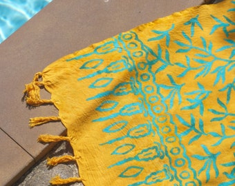 Batik Sarong Skirt for Beach - Yellow - LANTA REEF