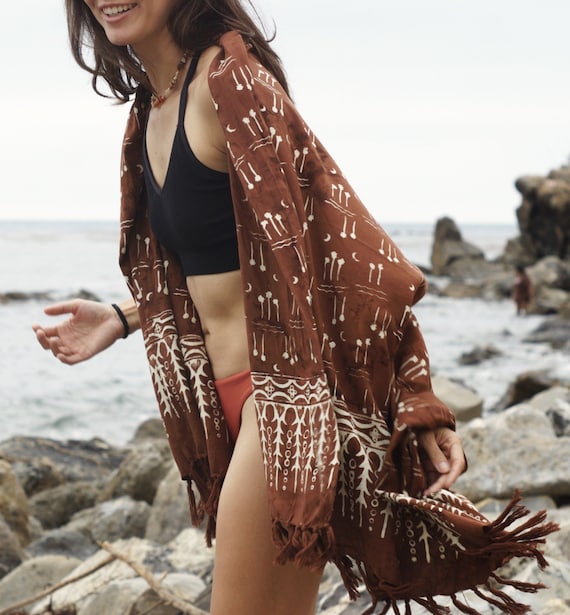 Batik Sarong Skirt for Beach - Brown - HIN KONG BAY