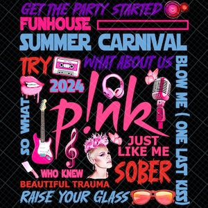 P!nk Summer Carnival File Png, P!nk 2024, Pink Tour Design, Trustfall Album Design Png, Pink Singer File Digital Download, P!nk Tour 2024