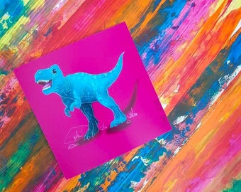 Dinosaur Illustration / Dinosaur Art Print / Illustrated Dinosaur / Home Decor / Childrens Room / Nursery / T - Rex