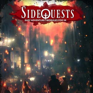 May include: A fantasy illustration of a crowded marketplace with glowing lanterns and a stage with the text "Battle of the Bards" in red. The image is for a Dungeons and Dragons adventure module.