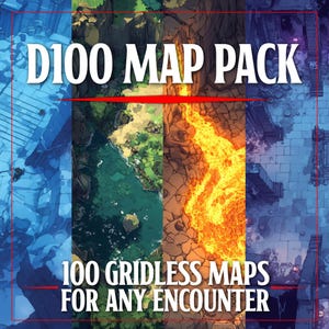 D100 Map Pack: eenvoudige Battlemaps voor DnD, Pathfinder en tafelspellen