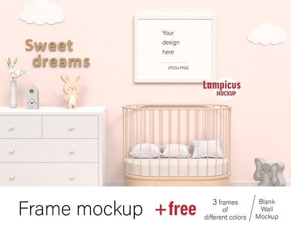 Nursery Black Thin Frame 10x8 Nursery Room Mockup Frame Etsy