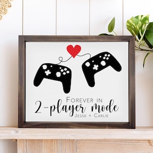 Forever In 2-Player Mode | Video Game Decor, Wood Framed Canvas Gaming Room Decor, Gamer Gifts
