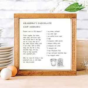 Your Recipe Printed On Canvas, Farmhouse Decor, Wall Hangings, Framed, Unframed, Rope Board