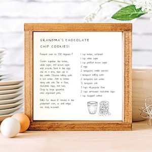 Your Recipe Printed On Canvas, Farmhouse Decor, Wall Hangings, Framed, Unframed, Rope Board