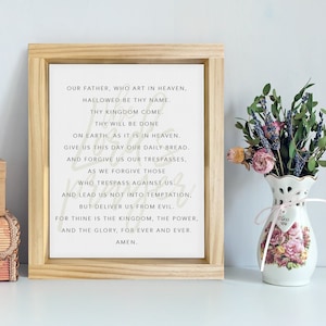The Lord's Prayer — Motivational Bible Verses, Uplifting Religious Decor, Inspiring Farmhouse Wall Signs, Wood Framed Canvas