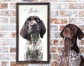 Personalized Pet Print — Custom Wood Framed or Unframed Pet Portrait on Canvas, Oil Effect on Canvas, Pet Loss Gift Ideas