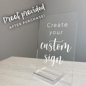 Print Your Custom Acrylic Sign — Create Your Own Minimalistic Acrylic Plaque with Clear Custom Stand, Small Personalizable Clear Acrylic