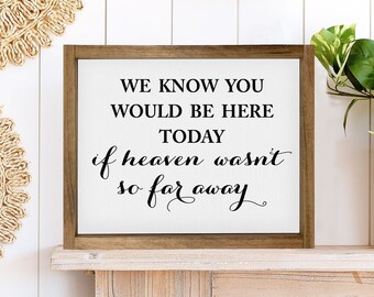 We Know You Would Be Here Today, If Heaven Wasn't so Far Away Canvas Decor, Many Background Colors, Custom Frame Color