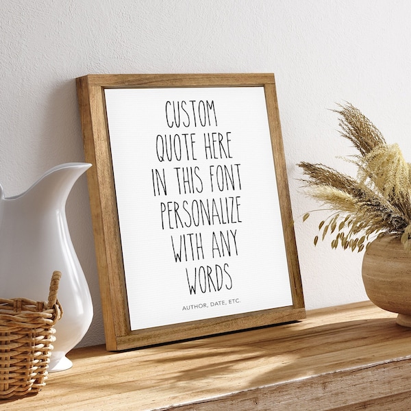 Custom Quote Print — Framed Canvas, Multiple Sizes, Background Colors and Stain Options, Baby Gift, Anniversary Gift, Mothers day gift