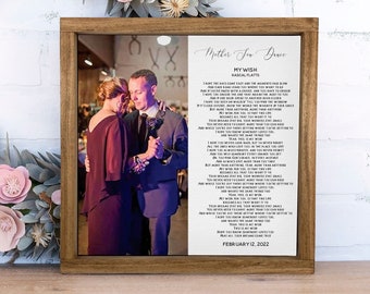 Custom Framed Mother Son Dance Print on Canvas, Mother&#39;s Day Gift, Wedding Gift, Mother Son Song/Poem