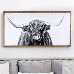 Highland Cow Print — Nature Photography High-Quality Framed Canvas Wall Decor, Highland Cow Home Decor, Farmhouse Inspired Decor