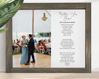 Custom Wood Framed Mother Son Dance Print on Canvas, Mother's Day Gift, Wedding Gift, Mother Son Song/Poem, Mothers day gift