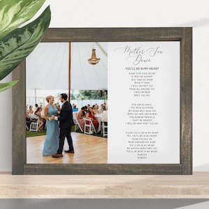 Custom Wood Framed Mother Son Dance Print on Canvas, Mother&#39;s Day Gift, Wedding Gift, Mother Son Song/Poem, Mothers day gift