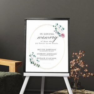 In Loving Memory — Wedding Decor, Custom Framed Canvas, Funeral & Reception Signs, Anniversary Decor, Grief and Mourning