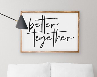 Better Together — Framed Canvas Wall Decor, Background Color & Stain Options, Anniversary and Wedding Gift Ideas, Couple's Decor