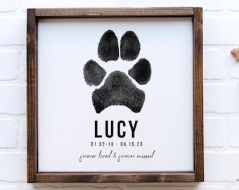 Ink Paw Print Memorial - Custom Paw Print Photo + Name, Date, & Quote on Canvas —  Dog Memorial, Grieving Parent Gift Idea, Sentimental Gift