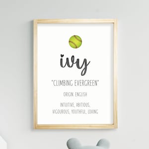 Ivy Name Meaning, Custom Girl Names, Nursery Wall Hangings, Baby Shower Gifts, Canvas, Gender Neutral Art, Framed, Unframed or Rope Board