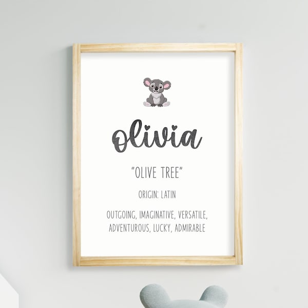 Olivia Name Meaning, Custom Girl Names, Nursery Wall Hangings, Baby Shower Gifts, Canvas, Gender Neutral Art, Framed, Unframed or Rope Board