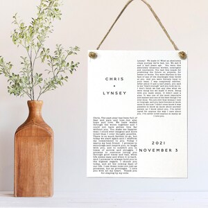 Our Vows Custom Names & Dates, Custom Hanging Wedding Print on Canvas Panel, Anniversary Gift, Multiple Sizes Available