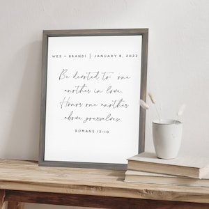 Customized Wedding Gift, Framed Bible Verse Canvas Wall Decor, Background Color & Stain Options