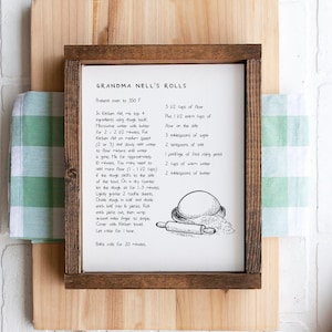 Your Recipe Printed On Canvas — Cherish loved Ones Recipe on Canvas, Farmhouse Decor, Living Room Wall Hanging, Framed, Unframed, Rope Board