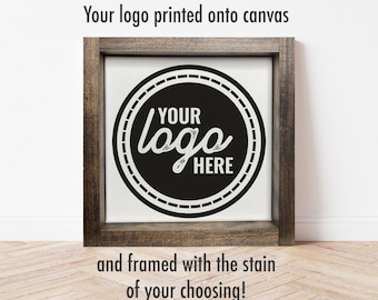 Your Company or Personal Logo Printed on Framed Canvas — Photo on Canvas, Multiple Sizes & Stain Options available, Personalized Decor