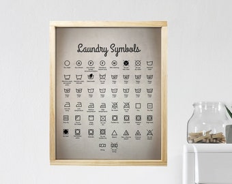 Laundry Room Symbols Sign — Vintage & Distressed Wash Decor, Home Signs, Custom Framed Canvas, Unframed Canvas, Hanging Canvas Signs