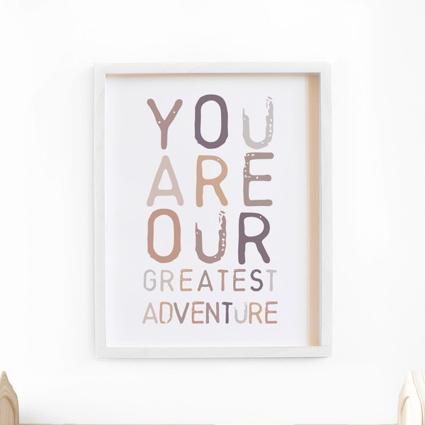 You Are Our Greatest Adventure - Above Crib Wall Art, Kids Signage, Children's Bedroom Canvas - Framed, Unframed, and RopeBoard Options