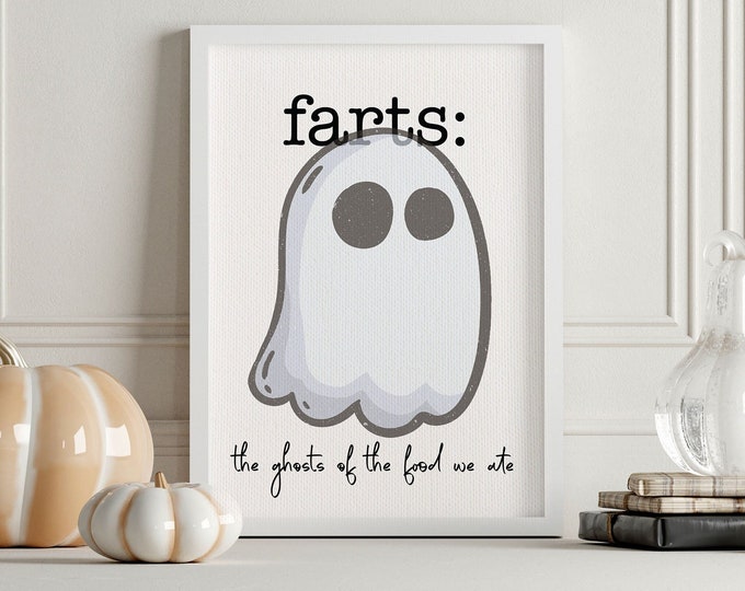 Farts — Funny Bathroom Fall Home Decor, Wall Hanging Framed Canvas Signs, Ghost Wall Prints