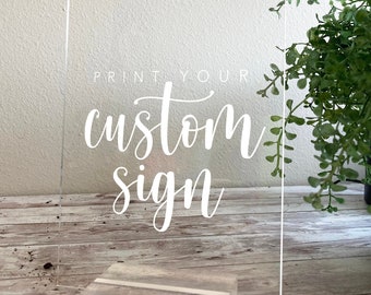 Print Your Custom Acrylic Sign — Create Your Own Minimalistic Acrylic Plaque with Clear Custom Stand, Small Personalizable Clear Acrylic