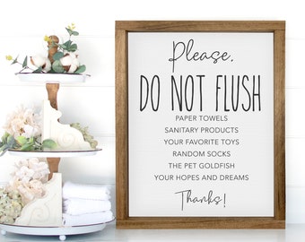 Please Do Not Flush...— Funny Bathroom Rules Canvas, Toilet Humor, Bathroom Humor Decor, Custom Choose Your Background, Custom Framed Canvas