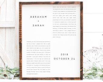 Our Vows Custom Names & Dates, Custom Framed Wedding Print on Canvas, Anniversary Gift, Multiple Sizes and Frame Options Available