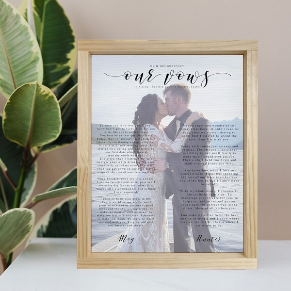 Our Wedding Vows on Canvas - Custom Photo Framed Image, Personalized gift for wife, Anniversary Gift, Wedding Memory Printed on Canvas