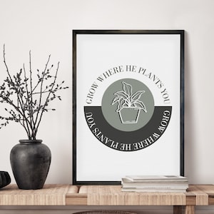 Grow Where He Plants You — Religious Easter Decor, He is Risen, Bible Verses, Uplifting Religious Decor, Prayer + Faith, Wood Framed Canvas