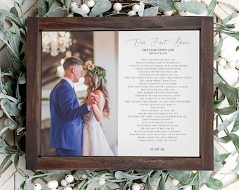 Our First Dance Custom Framed Print on Canvas, Size & Stain color variations available