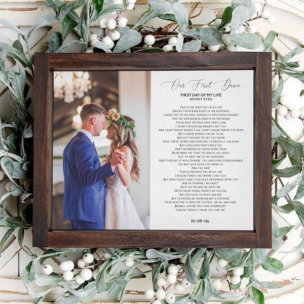 Our First Dance Custom Framed Print on Canvas, Size & Stain color variations available