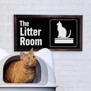 The Litter Room — Funny Cat Office Sign, Perfect Gifts for Pet & Pet Parents, Printed on Framed, Unframed, RopeBoard Canvas, Pet Wall Decor
