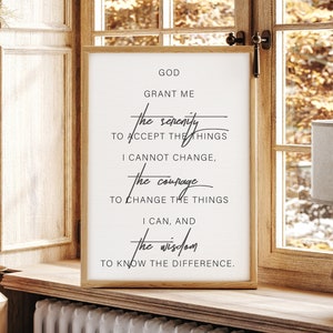 God Grant Me the Serenity the Courage the Wisdom — Wall Canvas Art, Motivational Decor, Religious Home Decor Serenity Prayer Sign